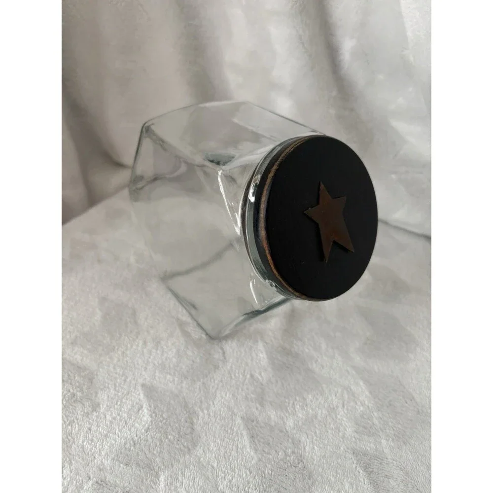 Primitive Glass Storage With Wooden Lid